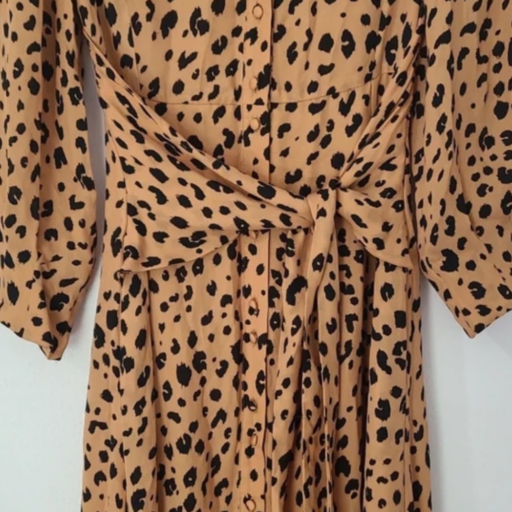 Nicholas Silk Leopard Print Button Down Tie Front… - image 6
